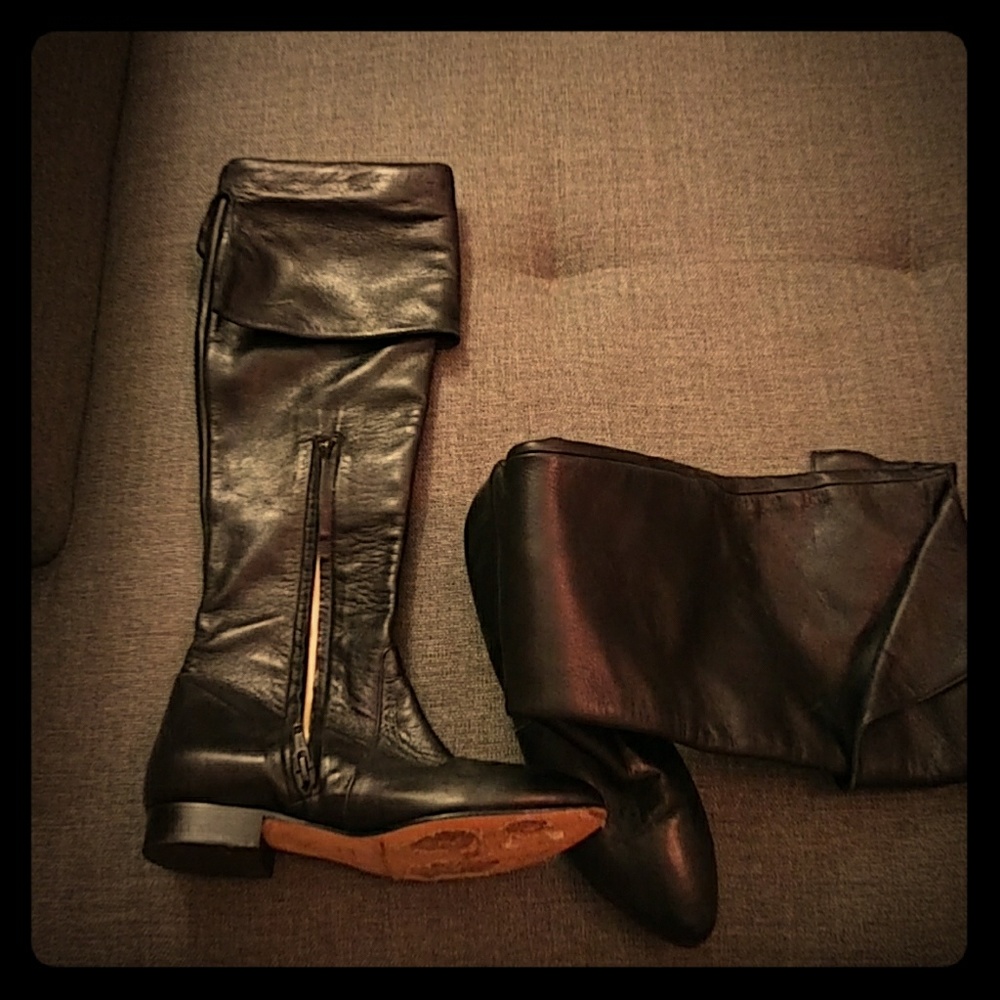 Incredibly soft tall or cuff black leather  boot